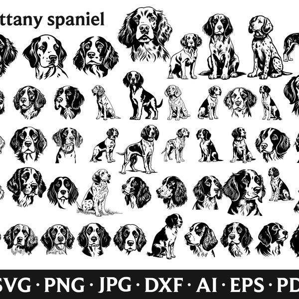 Brittany spaniel, Dog Silhouette Svg, Dog Clipart, Dog Svg Files For Cricut,Svg Png Jpg Pdf,Clipart Print,Cutting Cricut,Digital Download