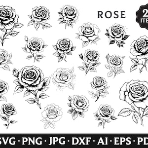 ROSE SVG Bundle, ROSES Svg Bundle, Rose Clipart Bundle, Rose Svg cut files for Cricut, Flowers Svg