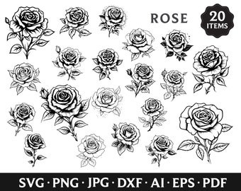 Rose SVG Clipart Bundle: Floral Cut Files (Digital Download)