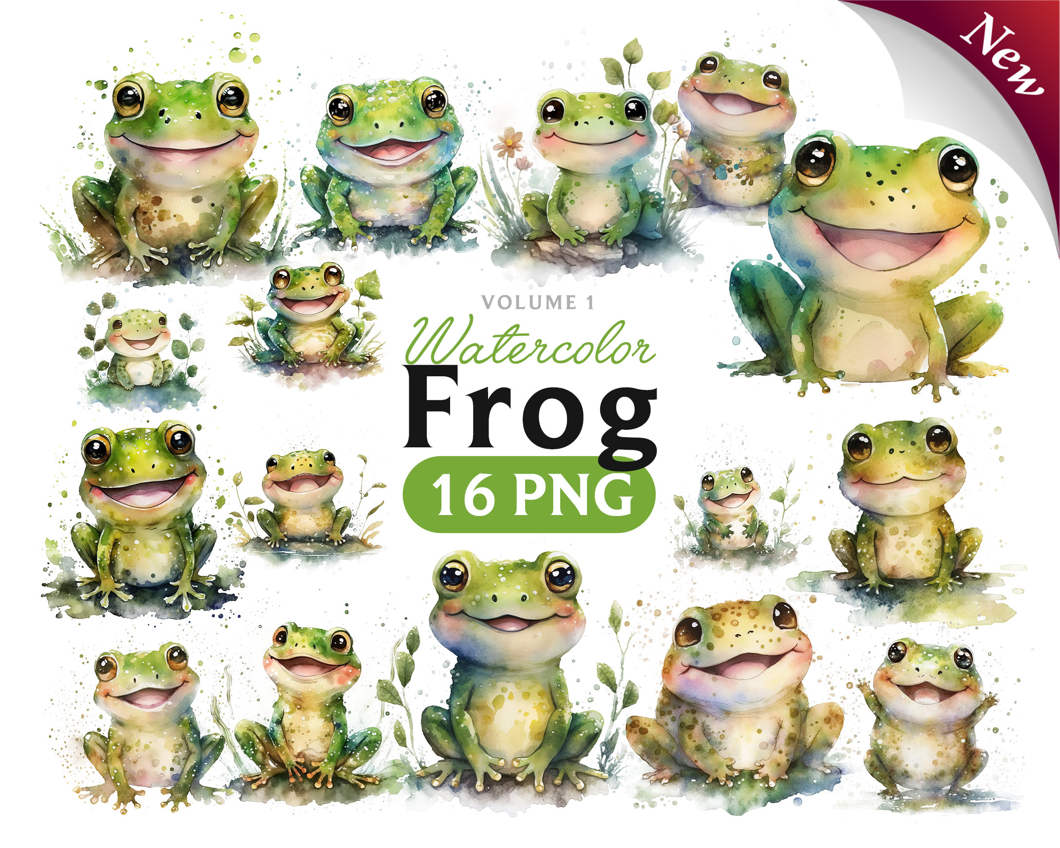Watercolor Frog Frog Clipart Frog PNG Frog Clipart Frog Etsy UK