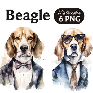 Beagle Clipart, Cute Dog Clipart, Dog PNG, Watercolor Beagle PNG, Dog Portrait, Cool Dog