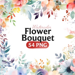 Blumenstrauß PNG, Aquarell Blumen Clipart, Rosa Blumen Bundle Illustrationen, Sofort Download, Digitales Png