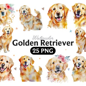 Golden Retriever Aquarela Clipart, Golden Retriever Png, Arte De Parede De Decoração De Berçário De Cachorro Fofo, Pequeno Animal De Estimação Cachorrinho