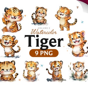 Imágenes prediseñadas de tigre, lindo tigre png, tigre acuarela, tigre PNG, imágenes prediseñadas de tigre, arte del tigre, tigre, digital, animal, volumen 2.