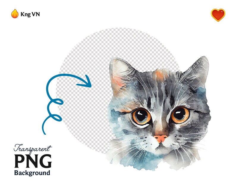 Pode incluir: Pintura em aquarela de um gato tigrado cinza e branco com olhos laranja. O gato est&aacute; olhando diretamente para o espectador com uma express&atilde;o s&eacute;ria.