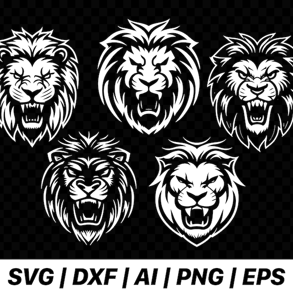 Lion Svg, King Lion Svg, Lion Svg Bundle Digital, Animal Face, Lion SVG Face, Animal clipart, Lion Mascot, Lion Head