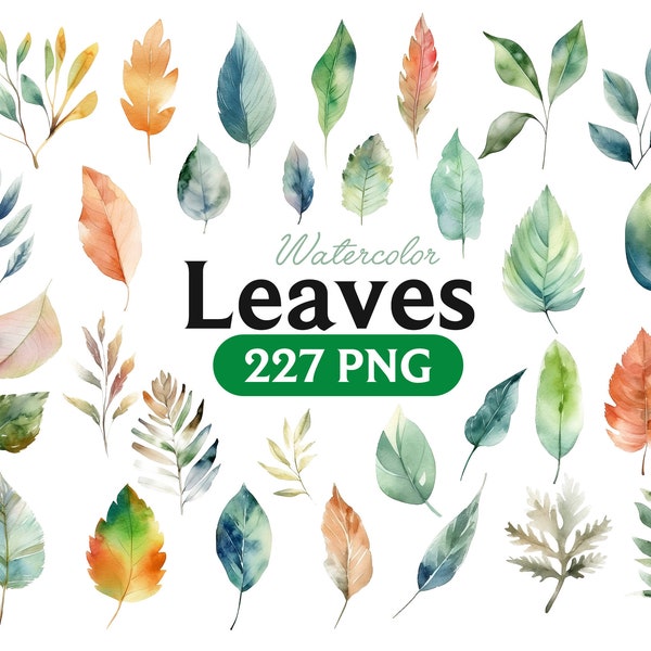 Watercolor Greenery Leaves Foliage Clipart Forest Leaves PNG Wedding Invitations Hand Painted Green Leaves Branches Digital