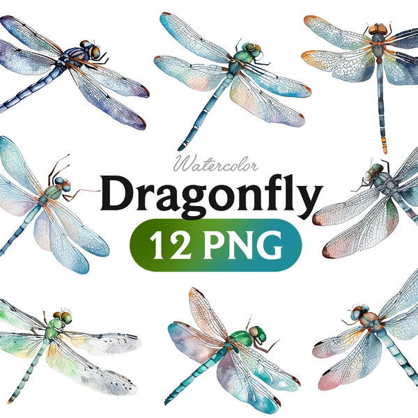 Dragonfly Watercolor PNG, Watercolor Dragonfly Clipart, Dragonfly Art, Water Lilies Clipart, Insect Clipart, Commercial License