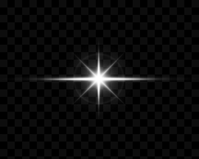 May include: A bright white starburst with a horizontal beam of light, set against a black and white checkered background.