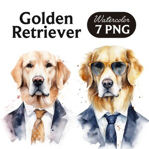 Clipart Golden Retriever, Clipart cane carino, PNG cane, PNG acquerello Golden Retriever, Ritratto cane, Cane fantastico
