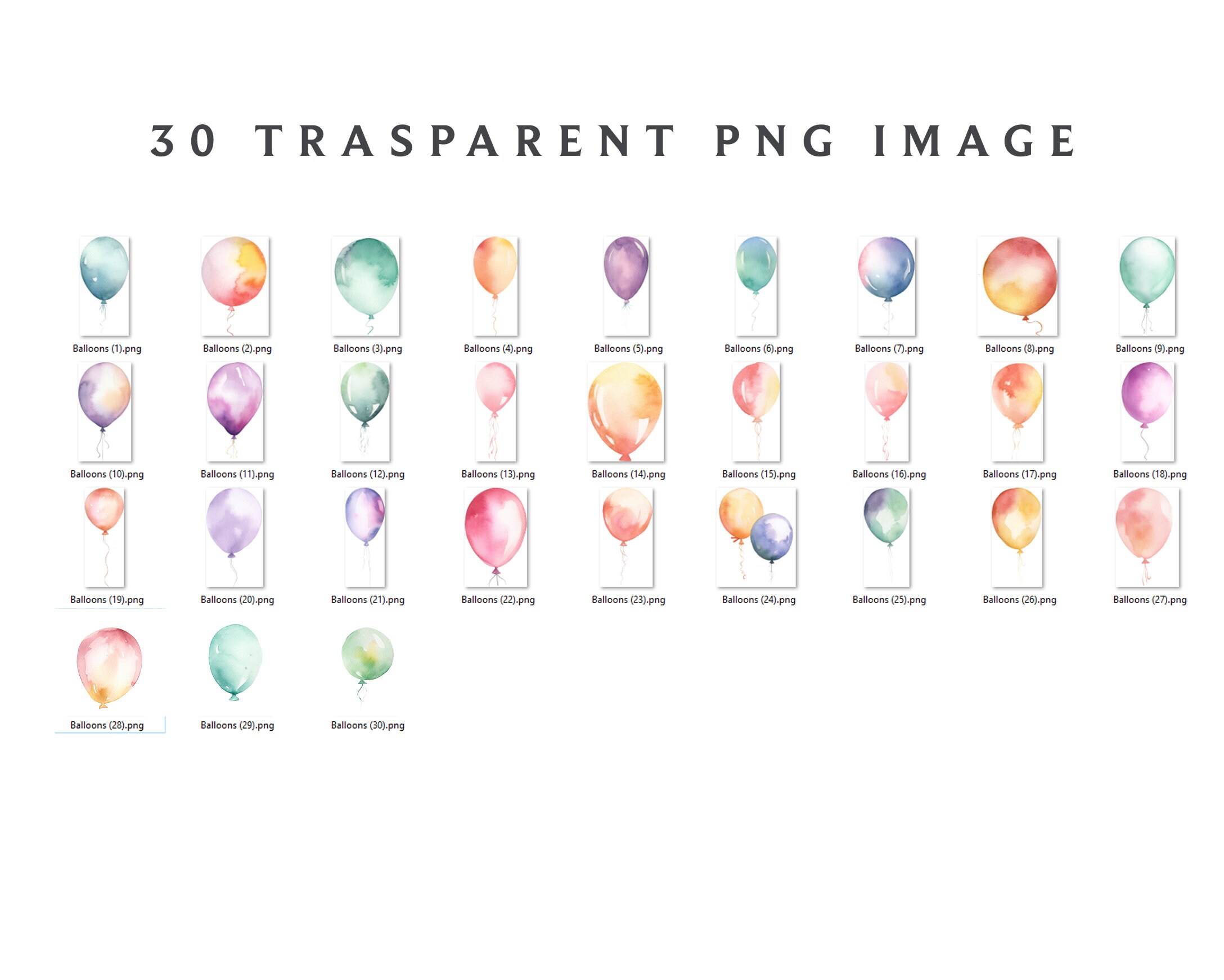 Watercolor Pastel Balloons Clipart Set (PNG Digital Download) - Etsy