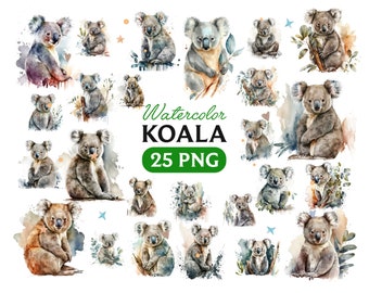 Aquarelle Koala, Koala clipart, Koala PNG, Koala clipart, Koala art, Koala, numérique, animal