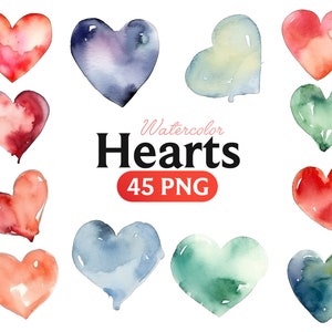 Forma de corazón Png, Imágenes Prediseñadas de acuarela, Formas de acuarela, Corazón rosa, Corazón de amor Png, Descarga instantánea
