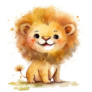 Aquarelle bébé Lion, bébé Lion clipart, bébé Lion PNG, bébé Lion clipart, bébé Lion art, bébé Lion, numérique, animal image 4