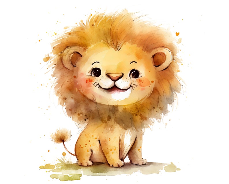 Aquarelle bébé Lion, bébé Lion clipart, bébé Lion PNG, bébé Lion clipart, bébé Lion art, bébé Lion, numérique, animal image 4