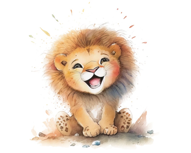 Aquarelle bébé Lion, bébé Lion clipart, bébé Lion PNG, bébé Lion clipart, bébé Lion art, bébé Lion, numérique, animal image 7