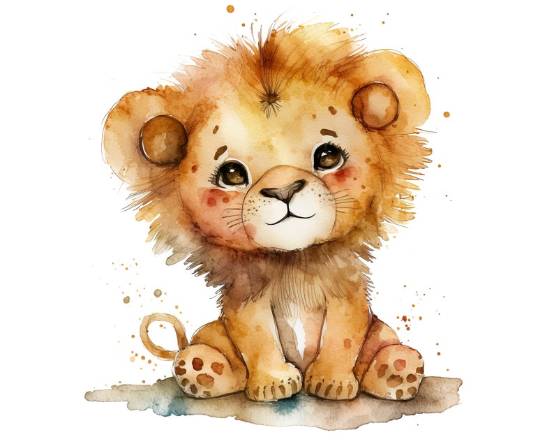 Aquarelle bébé Lion, bébé Lion clipart, bébé Lion PNG, bébé Lion clipart, bébé Lion art, bébé Lion, numérique, animal image 3
