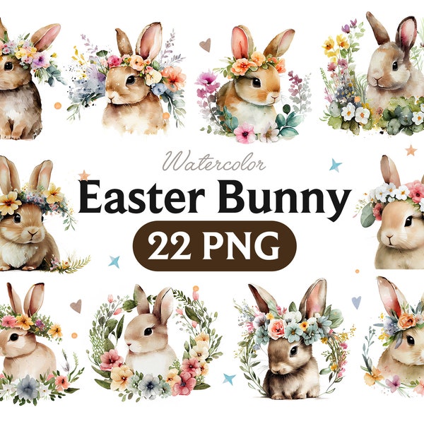 Easter Bunny Watercolor clipart, Bunny watercolor clipart, Baby bunny png, easter clipart, 2