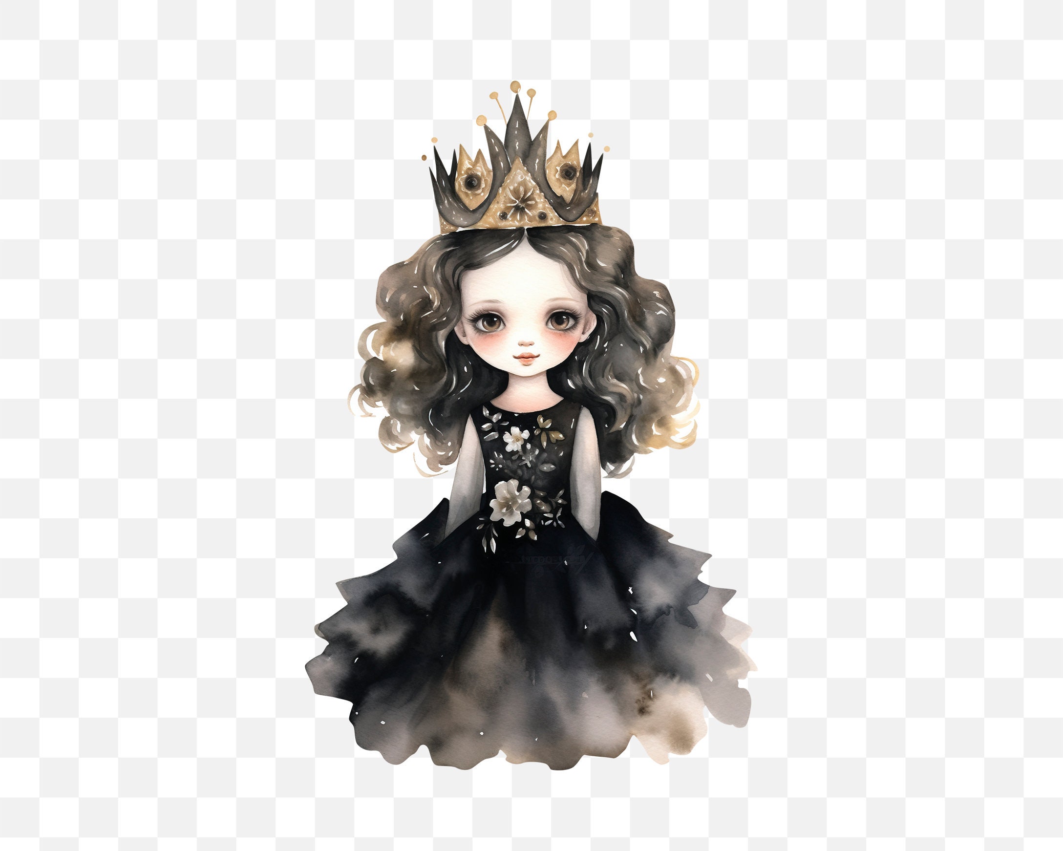 Watercolor Cute Princess PNG Bundle, Digital Crafts Designs Transparent ...