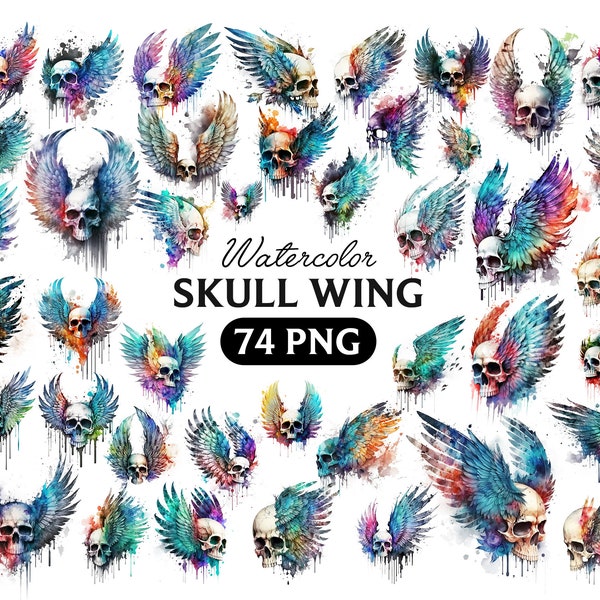 Skull Wing Png, Watercolor Skull Wing , Skull Wing  clipart, Skull Wing  PNG, Skull Wing clipart, Skull Wing  art, Skull, Wing , animal