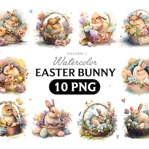 Osterhase Aquarell Clipart, Hase Aquarell Clipart, Baby Hase png, Ostern Clipart