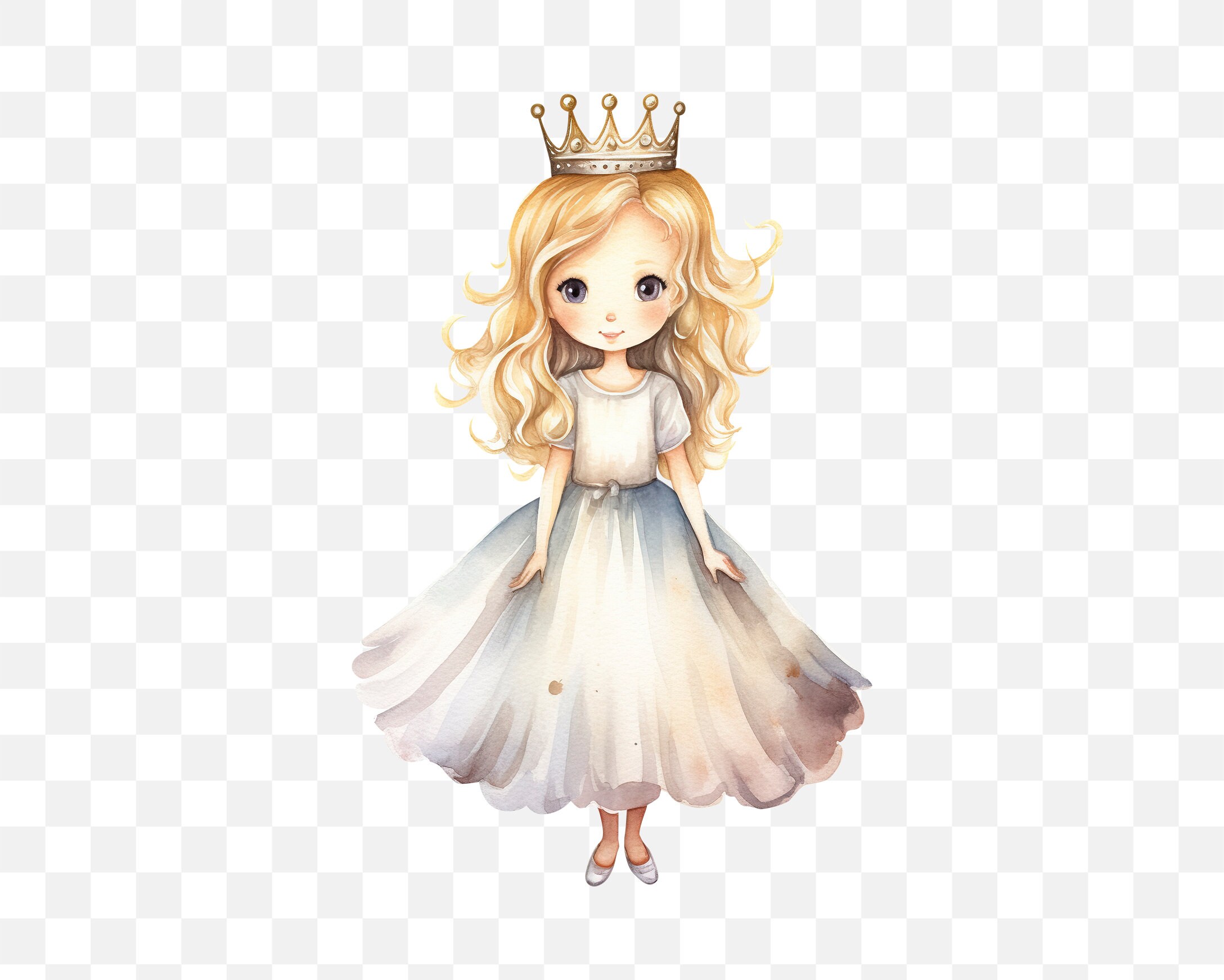 Watercolor Cute Princess PNG Bundle, Digital Crafts Designs Transparent ...