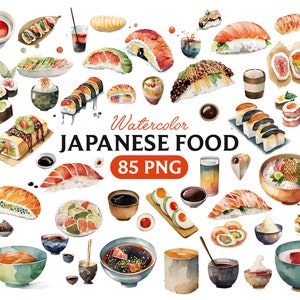 Watercolor Japanese food, Japanese food clipart, Japanese food PNG, food clipart, Japanese food art, Japanese food, digital