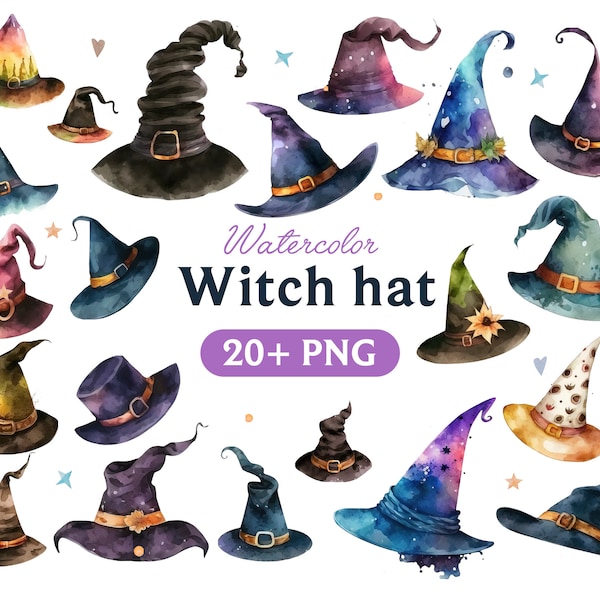 Witch hat Png, Watercolor Witch hat, Witch hat clipart, Witch hat PNG, Witch hat clipart, Witch hat art, Bow, digital, hat, Witch hat