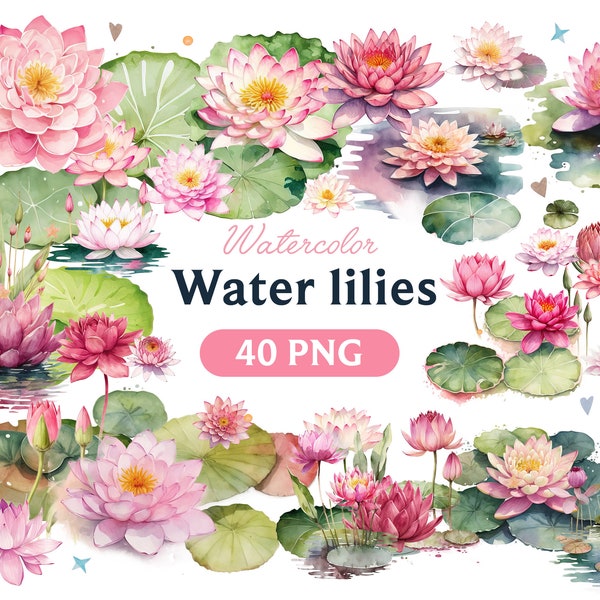 Water lilies Png, Watercolor Water lilies, Water lilies clipart, Water lilies clipart, Water lilies art, Water lilies, digital