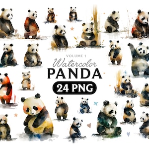 Panda clipart, Panda Png, Panda aquarela, Panda PNG, Panda clipart, Panda art, Panda, digital, animal