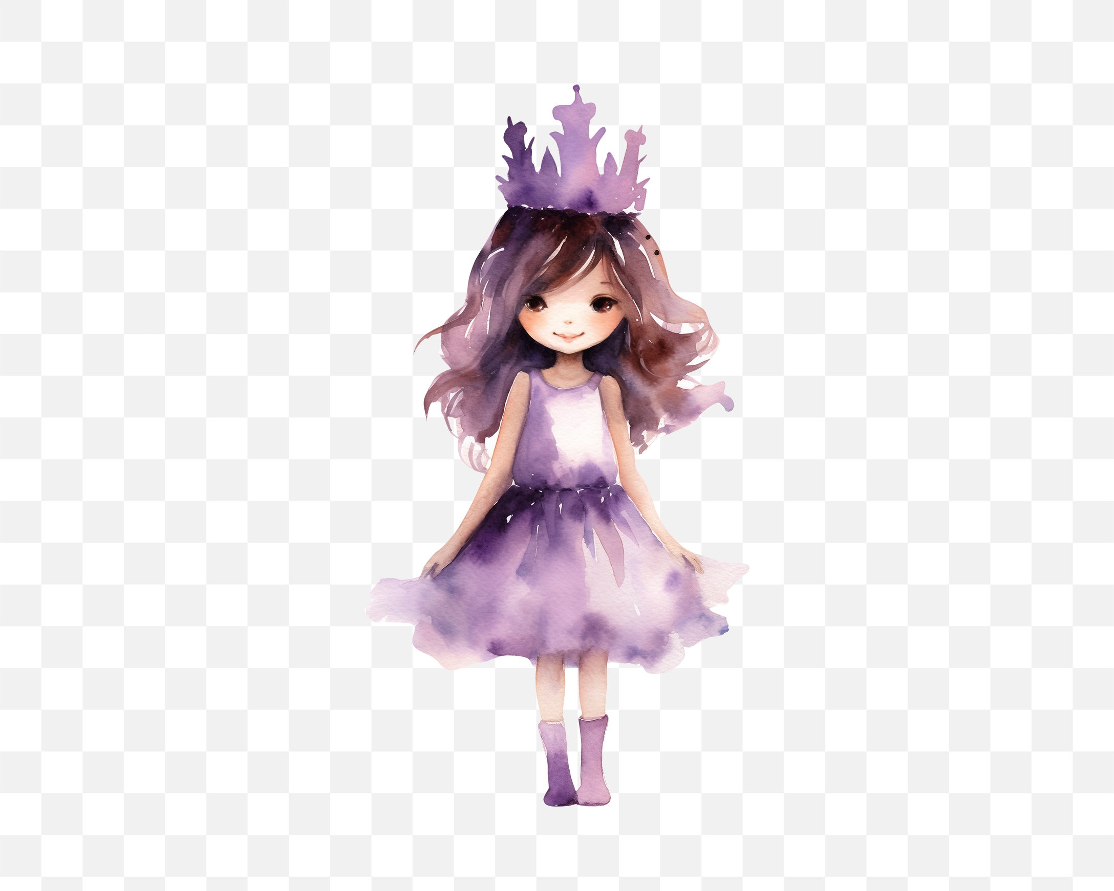 Watercolor Cute Princess PNG Bundle, Digital Crafts Designs Transparent ...