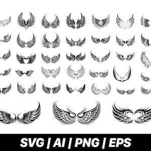 Wings svg, angel wings, wings cut file, wing svg,  angel svg, cut file, cricut, clipart, silhouette files, stencil file, vector