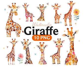 Giraffe Watercolor Clipart, Cute Baby Shower Graphics, Nursery Decor ...