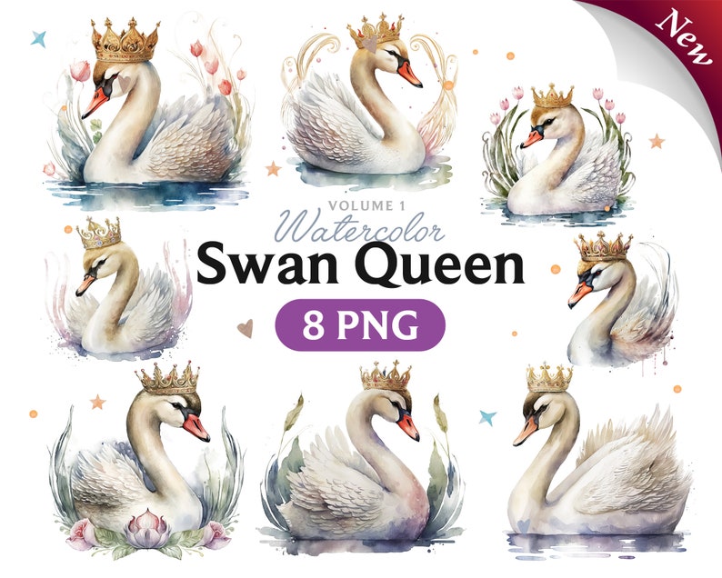 Swan Watercolor Clipart Illustration PNG - Etsy