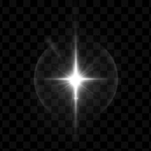 May include: A bright white starburst with a glowing halo, radiating light on a black background.