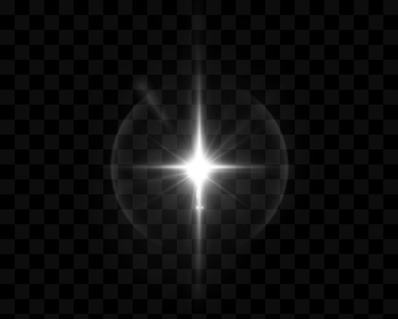 May include: A bright white starburst with a glowing halo, radiating light on a black background.