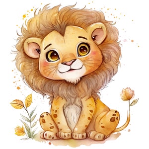 Aquarelle bébé Lion, bébé Lion clipart, bébé Lion PNG, bébé Lion clipart, bébé Lion art, bébé Lion, numérique, animal image 5