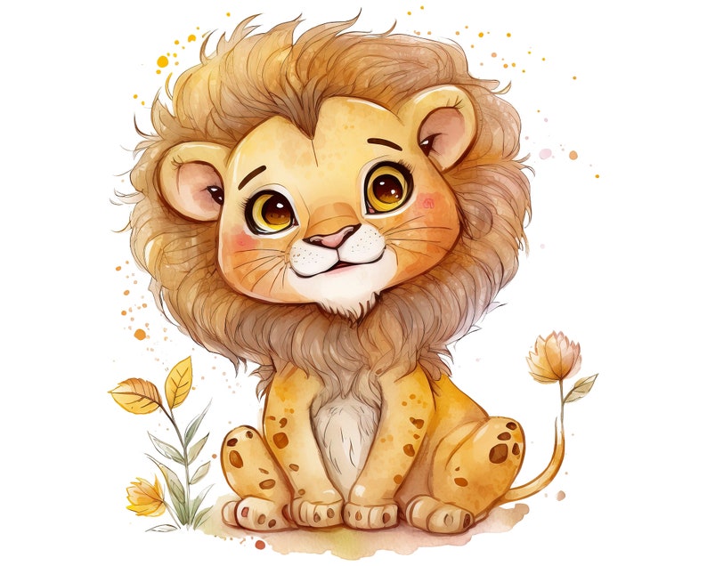 Aquarelle bébé Lion, bébé Lion clipart, bébé Lion PNG, bébé Lion clipart, bébé Lion art, bébé Lion, numérique, animal image 5