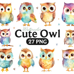 Niedliche Eule Png, Aquarell Eule, Eule Clipart, Eule PNG, Eulenkunst, Eule, Eule digital, Tier, Band 2.