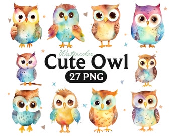 Cute Owl Png, Watercolor Owl , Owl clipart, Owl PNG, Owl art, Owl , Owl digital, Animal, Volume 2.