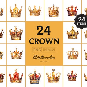 Crown Png, Watercolor Crown, Crown clipart,Crown clipart, Crown art, Crown, digital, Volume 2