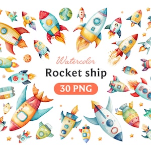 Aquarel raketschip, raketschip clipart, raketschip PNG, raketschip clipart, raketschip kunst, raketschip, digitaal, ster, planeet