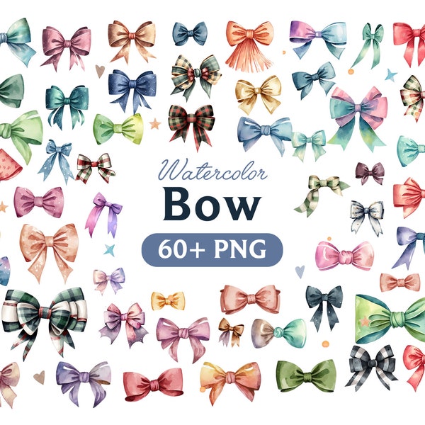 Bow Png, Watercolor Bow, Bow clipart, Bow PNG, Bow clipart, Bow art, Bow,ribbon digital, ribbon