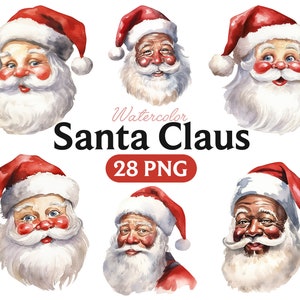 Papai Noel Clipart, Aquarela Papai Noel, Papai Noel PNG, clipart de Natal