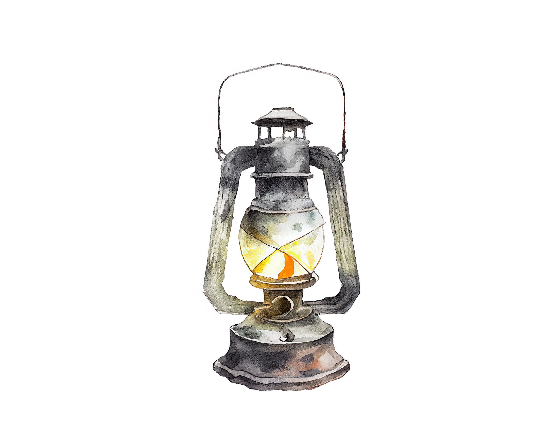 Oil Lamp Watercolor Oil Lamp PNG Oil Lamp Clipart Vintage Etsy