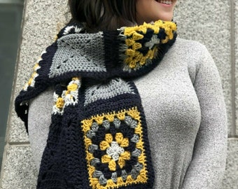 Crochet Granny Square Scarf Pattern – Easy Retro Design