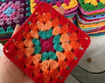 Patrón de manta cuadrada de abuela de ganchillo fácil, crochet para principiantes