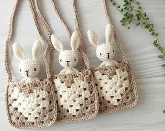 Heart Granny Square Crochet Bag Pattern, Kids Crossbody Purse (PDF Pattern)