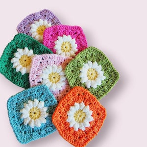 Daisy Granny Square Crochet Pattern, Easy Flower Granny Square Blanket Motif Pattern, Beginner Crochet Daisy Afghan