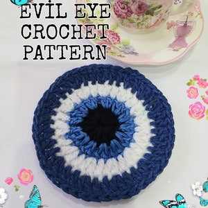 Evil Eye Untersetzer Muster, Evil Eye Häkelanleitung, PDF